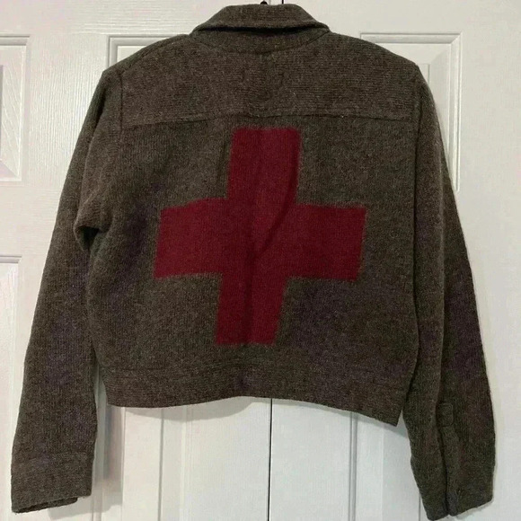 Anthropologie Jacket Women's Medium Brown Knit Wool NWT Cross Cropped Boho - Picture 5 of 6